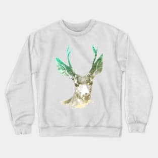 Deer Superimposed Watercolor Crewneck Sweatshirt